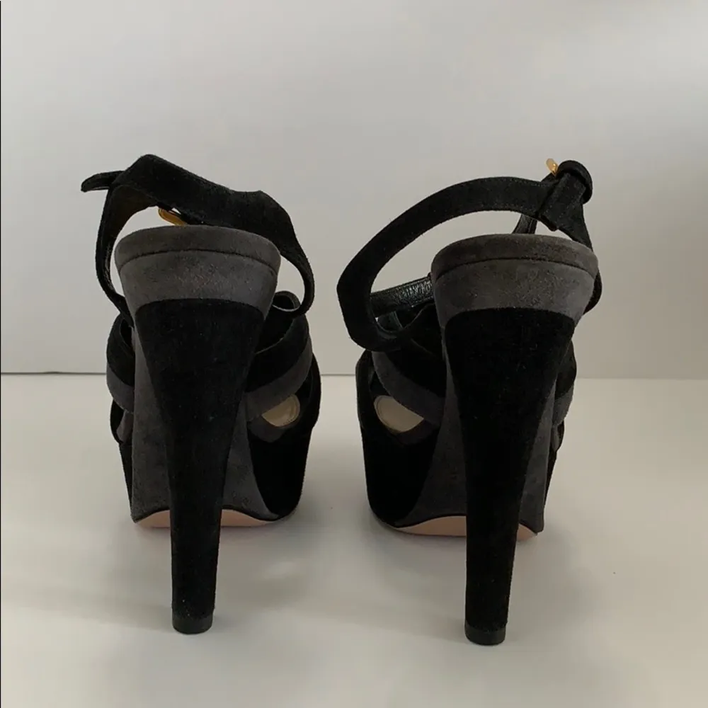 Prada Black Gray platform shoes sandals 36 6 B RARE HTF GORGEOUS DESIGNER - Image 3