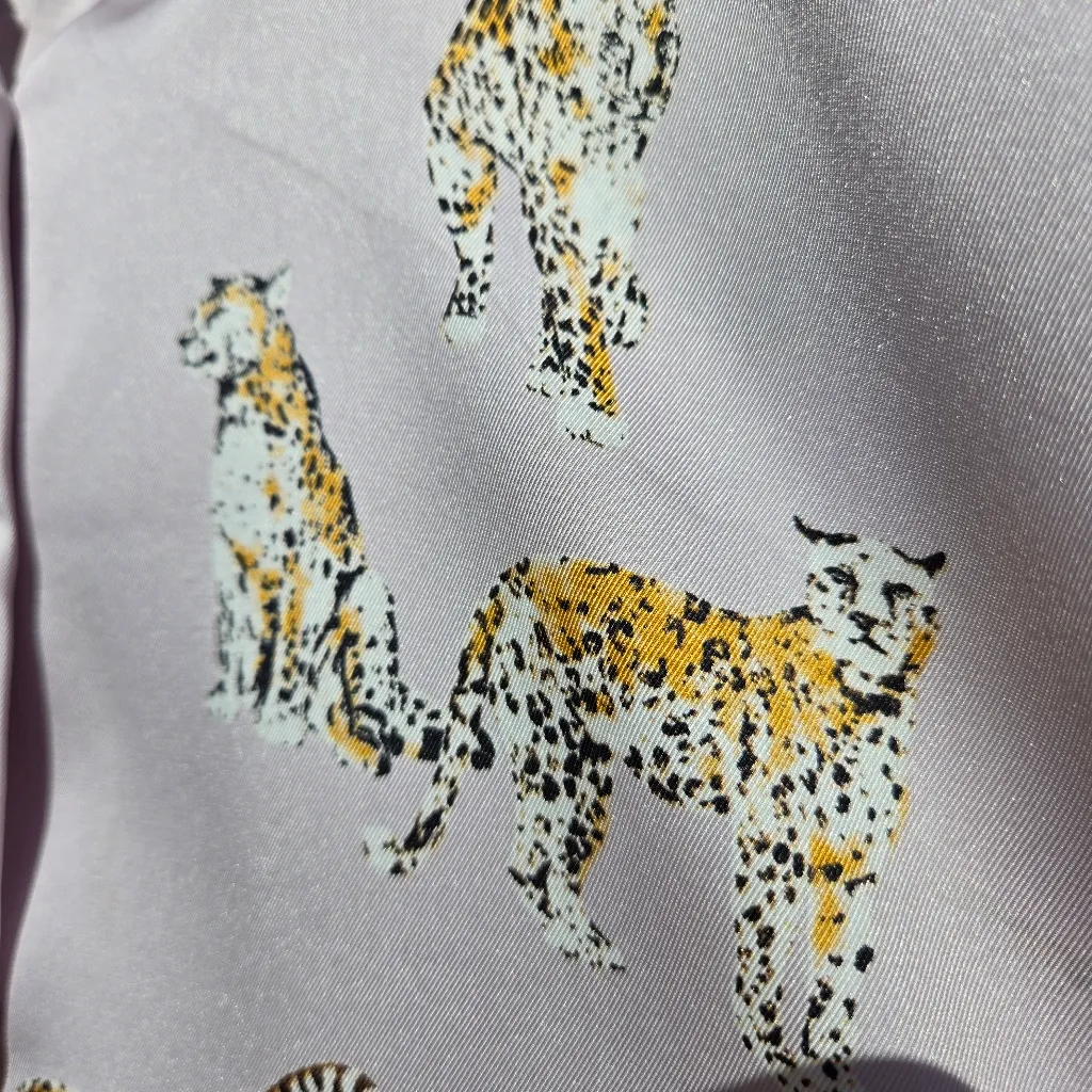 Zara Satin Effect Cheetah Printed Blouse sz L - Image 5