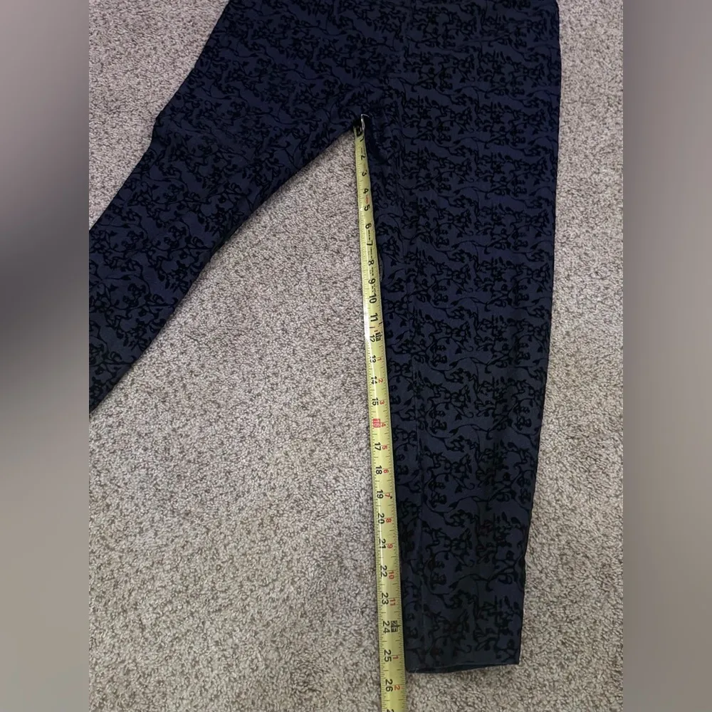Burnout Velvet Goth Dark Fall Navy Black Flocked Floral Pants Size 8 Renuar Blue - Image 7