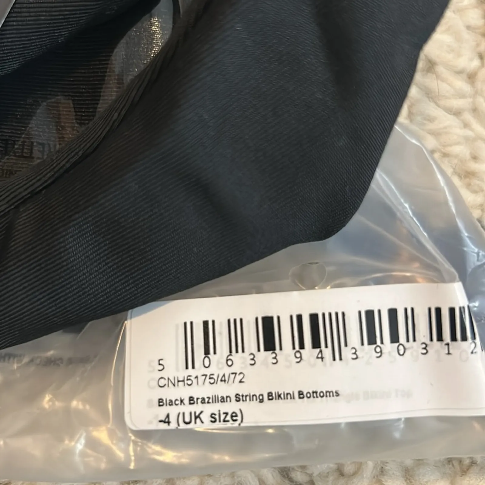 PrettyLittleThing Black Brazilian String Bikini Bottoms NWT US 0 - Image 3