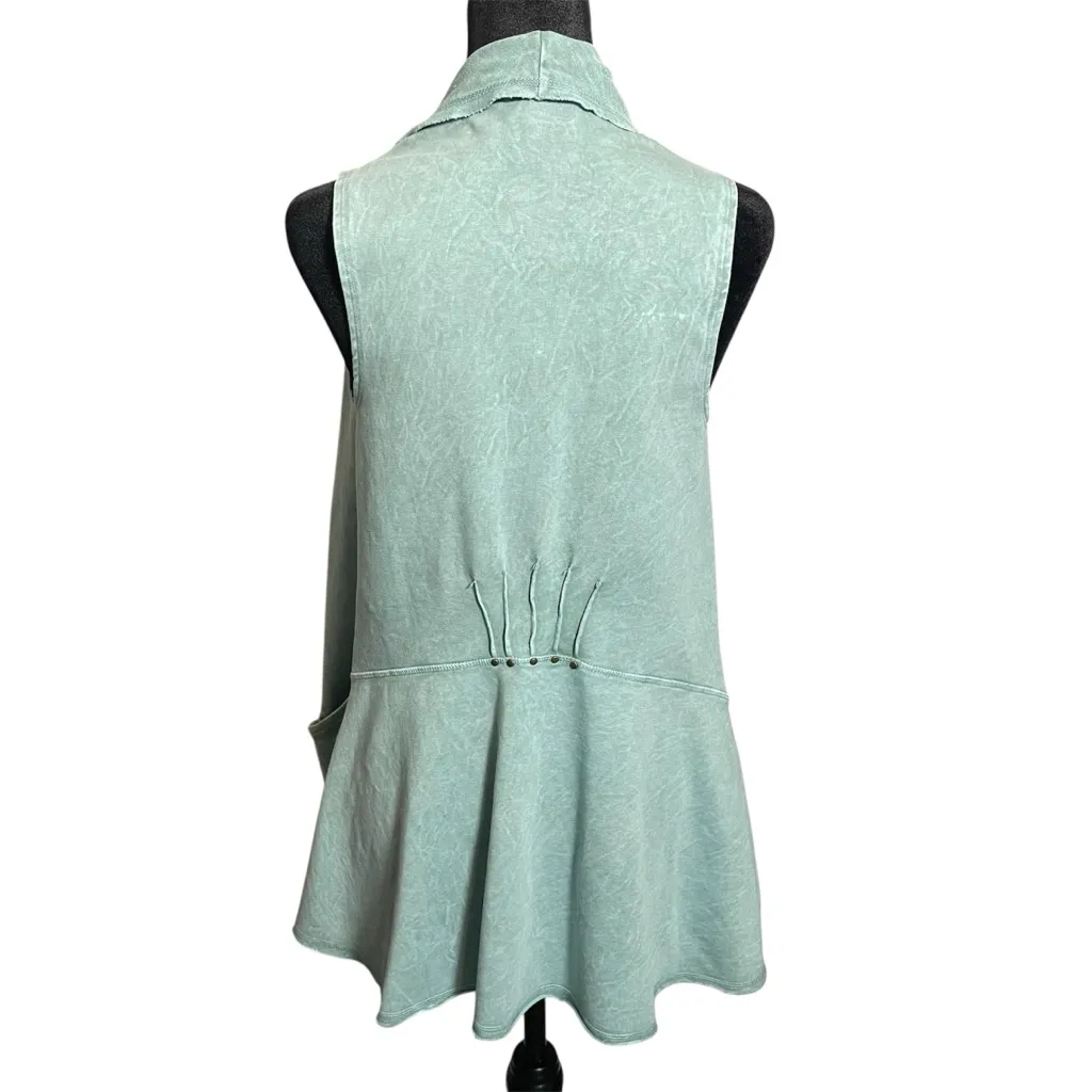Testimony Los Angeles French Terry Cardigan Style Sleeveless Open Vest Blue Size XS - Image 2