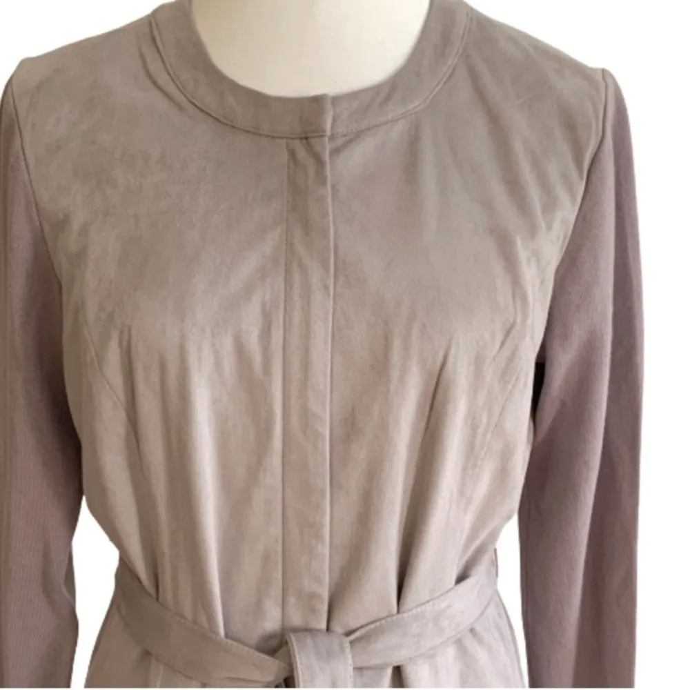 H by Halston Jacket Lilac Faux Suede Sweater Knit Long Sleeves Belted Size 4 - Image 4