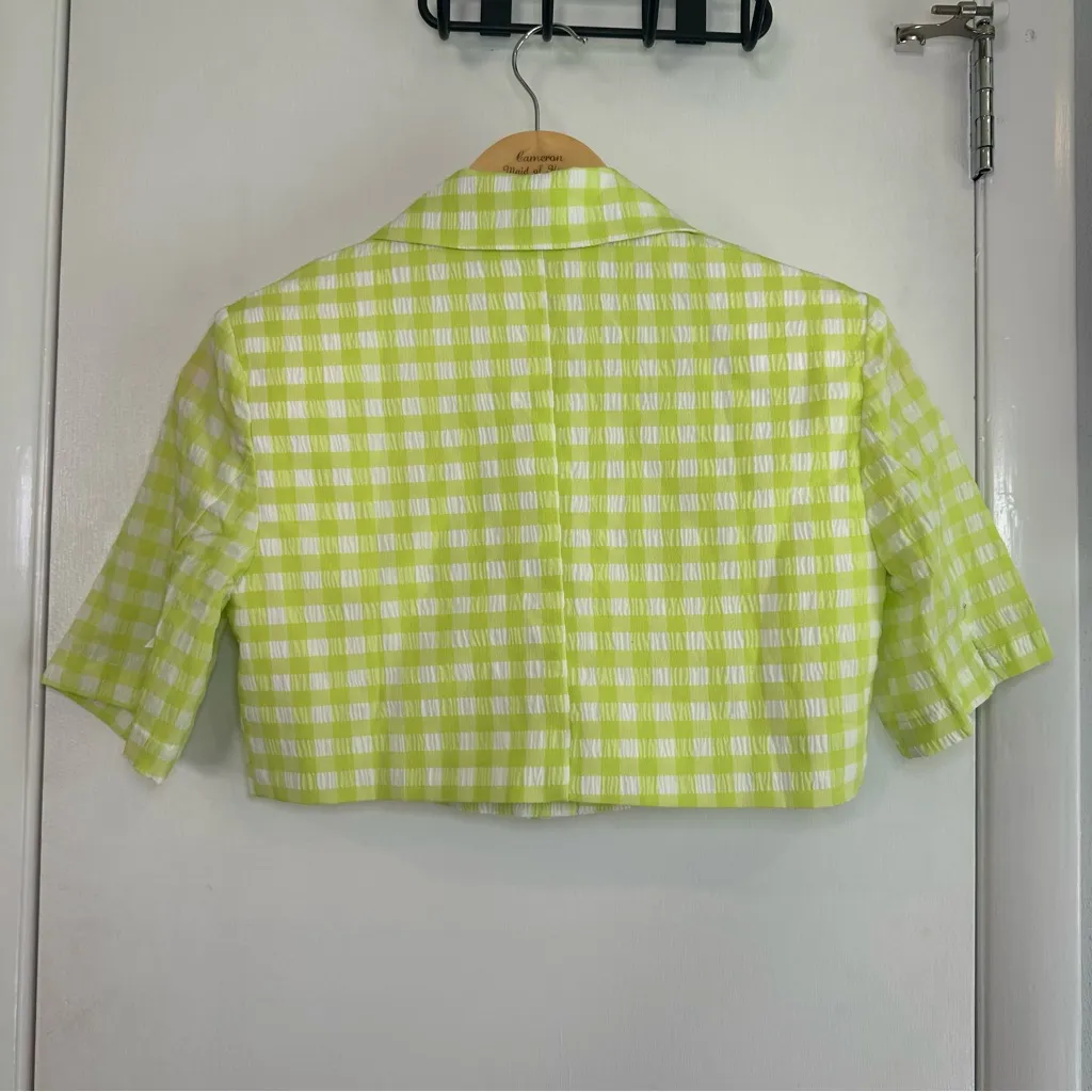 For Love & Lemons Maureen Blazer. Size: XS. NWT. Color: Green and White. - Image 4