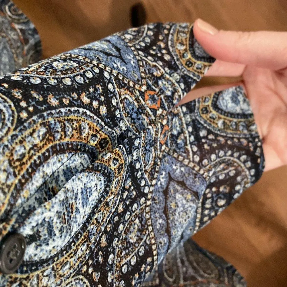 J Jill sheer chiffon paisley print tunic length blouse size S Blue - Image 8