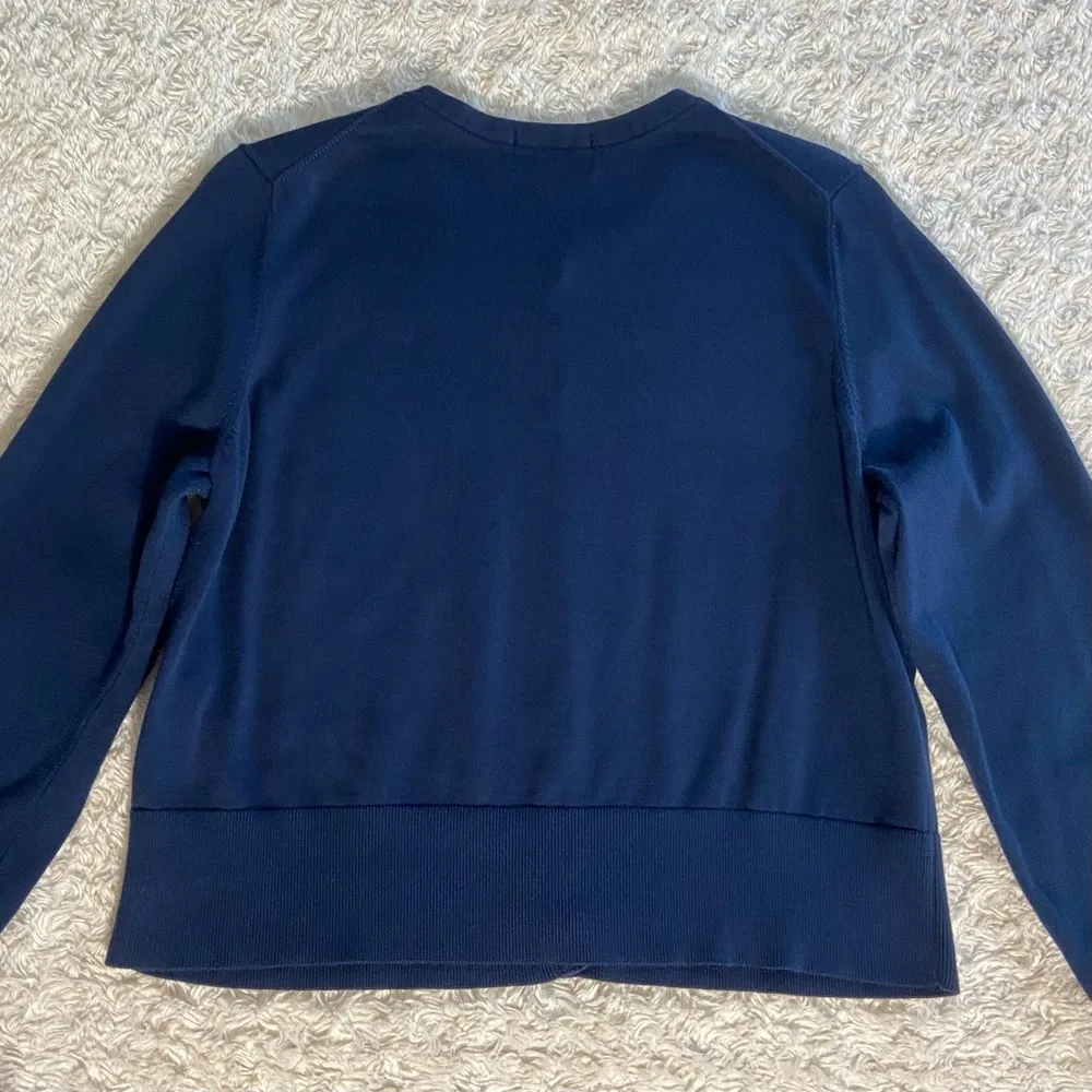 Lands’ End 100% Pima Cotton Cardigan Size XL Petite 18 Dark Blue - Image 7