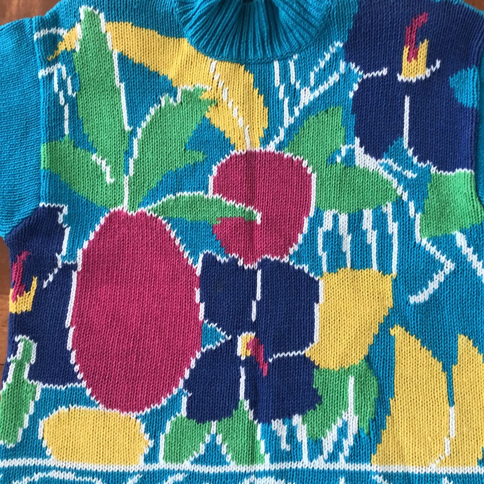 Lauren Hansen Vintage 80's Mom floral Sweater in blue, yellow, green size large - Image 5