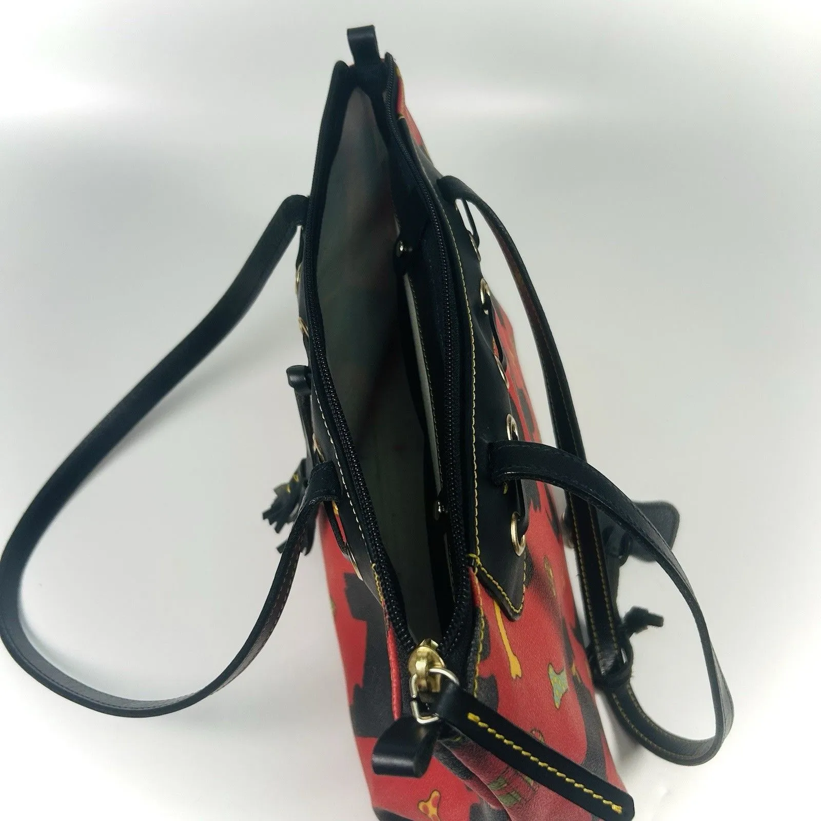 Dooney & Bourke Purse Red Scottie Dog Bag Satchel Coated Leather Vintage - Image 15