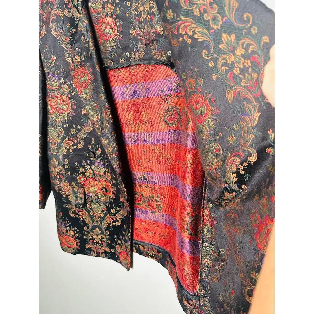 Vintage ANNE PINKERTON Floral Blazer Oversized Pants Set 90s Retro Size 12 Black - Image 12