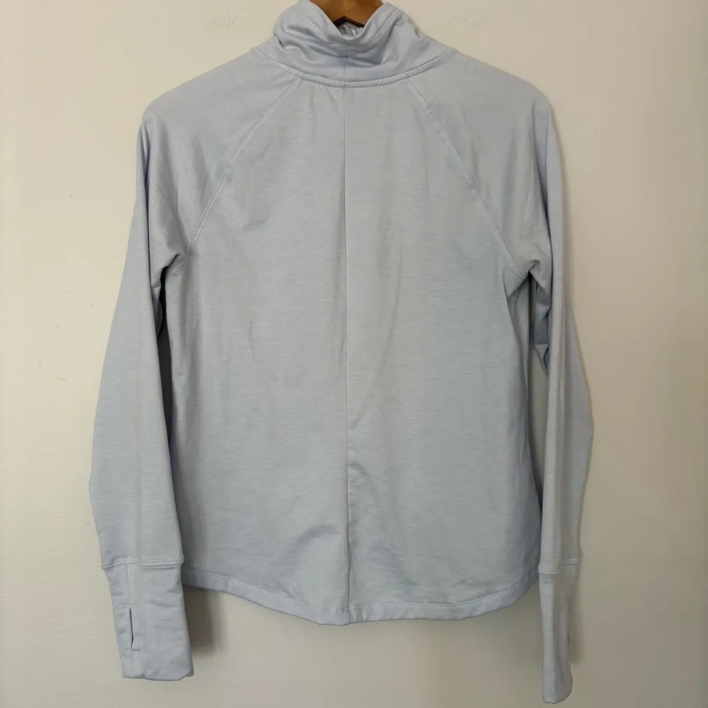Apana Quarter zip Pullover Top Size M Light Blue mock neck - Image 3