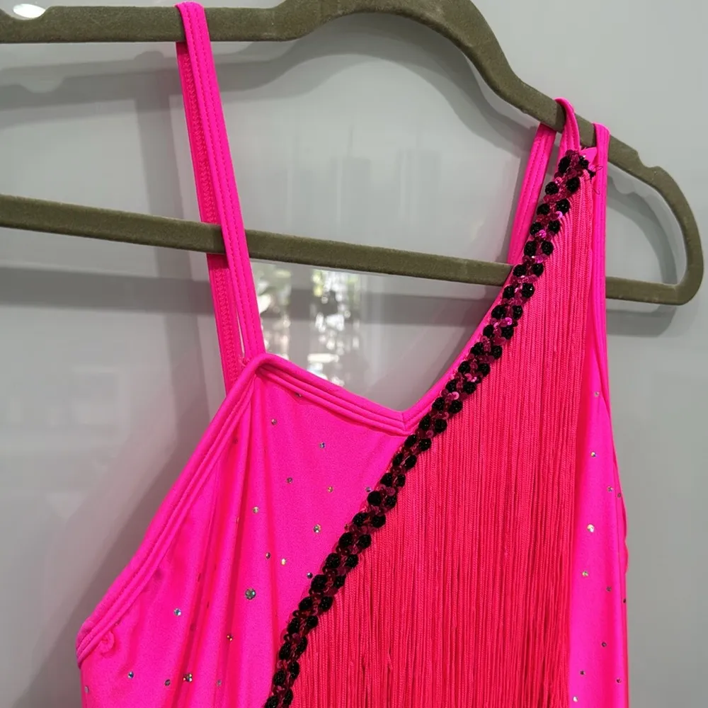 Revolution Dancewear Flapper Hot Pink Sequin Fringe Costume Dress Adult Sz M - Image 3