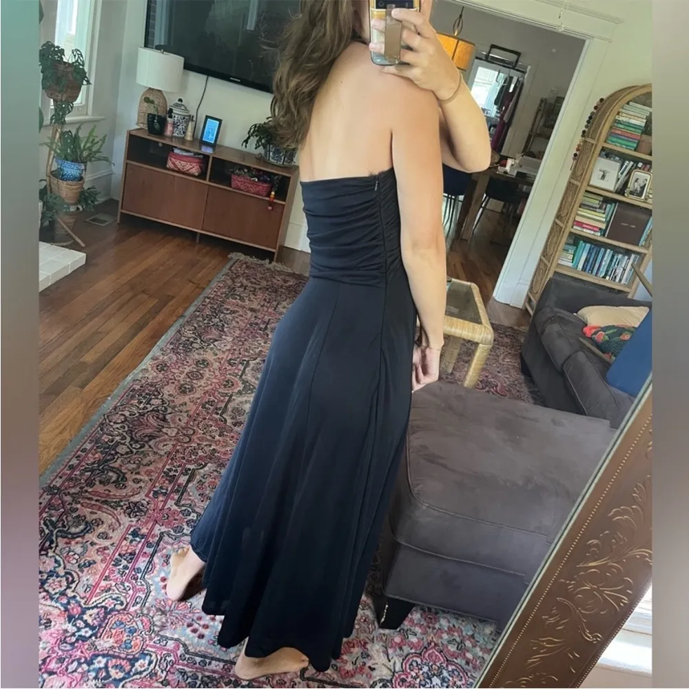 H&M Halterneck Midi Dress in Black Jersey Size Small - Image 4