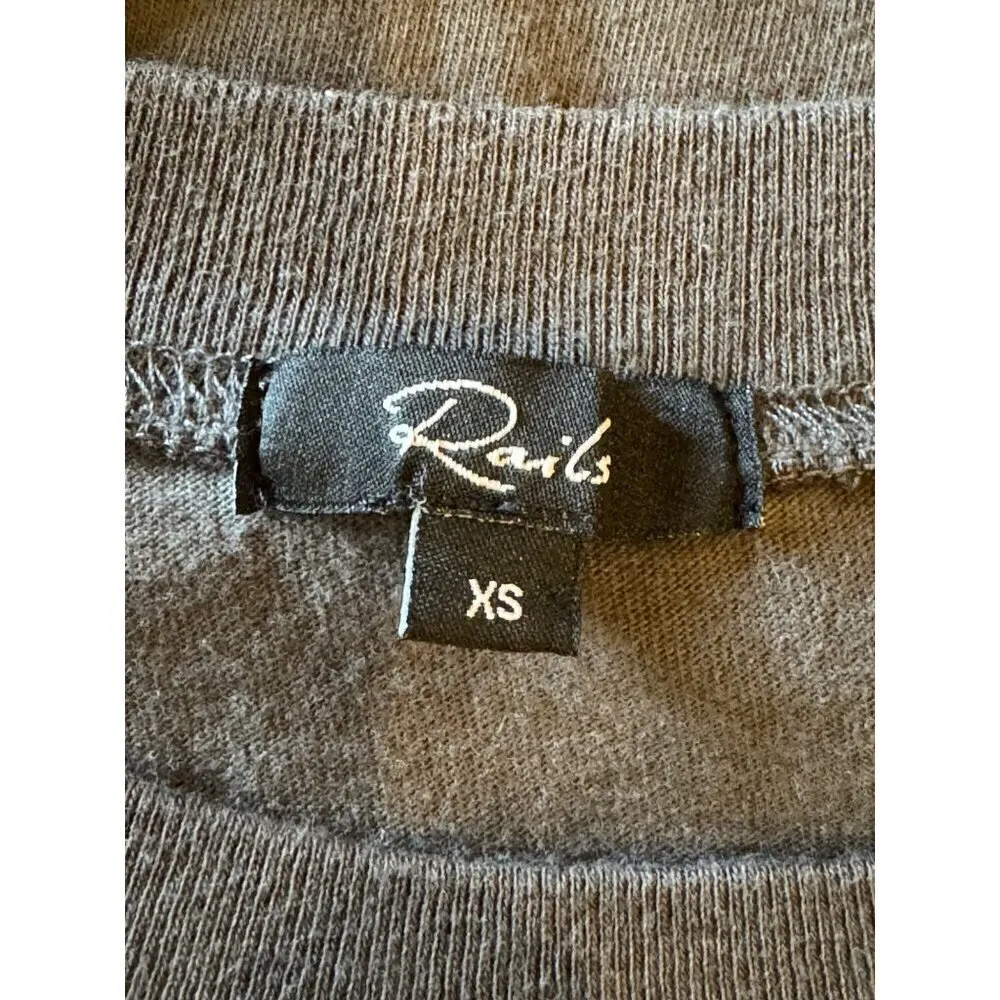 Rails Shirt‎ Women Extra Small Vintage Black Cotton Eyelet Embroidery Byrdie Tee - Image 10