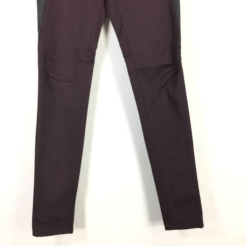 Rag & Bone Wine Black Pop Legging Lamb Leather Panel Skinny Jeans Size 25 - Image 9