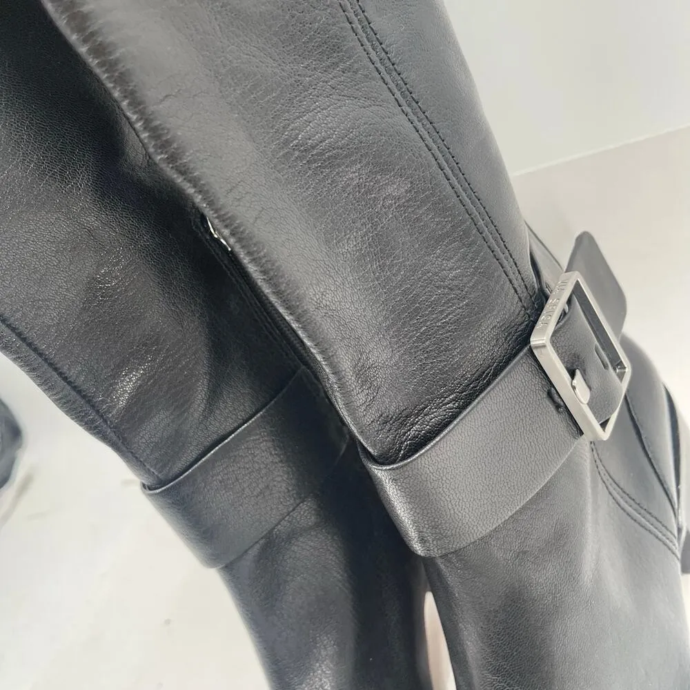 VIA SPIGA Garnett Boots Size 6.5 Black Zipper Buckle Tall Leather Heeled Western - Image 7