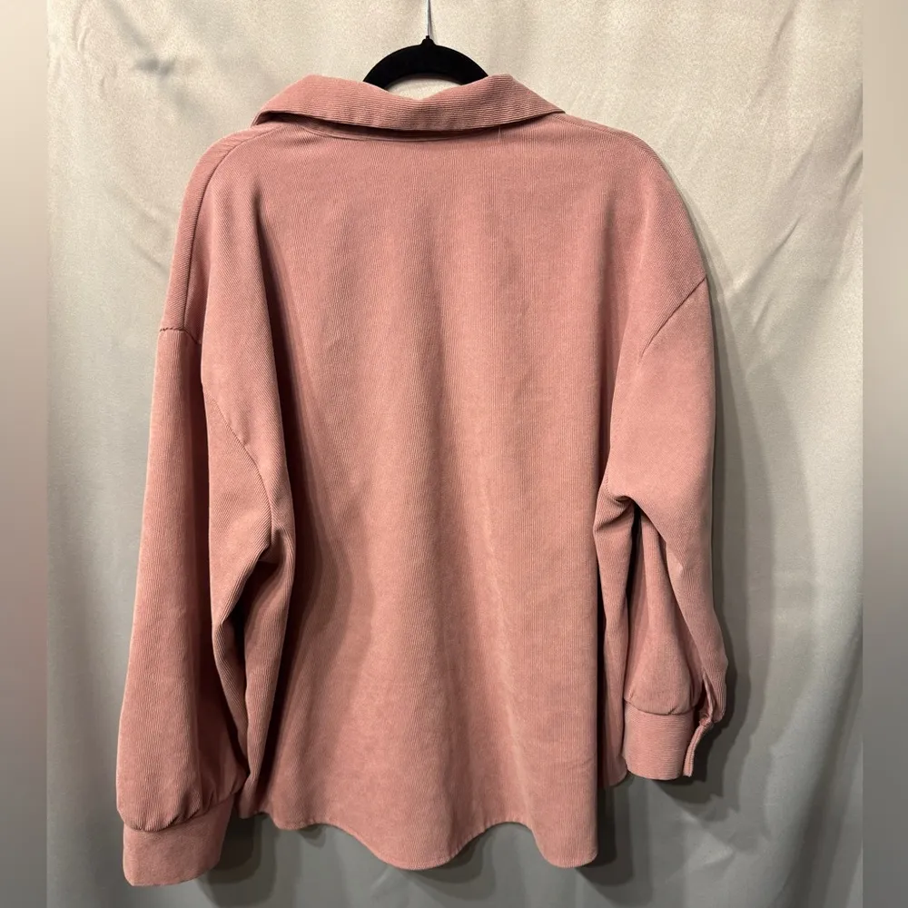 SHEIN Curve 2XL Pink corduroy with gold buttons button up also a perfect shacket - Image 8