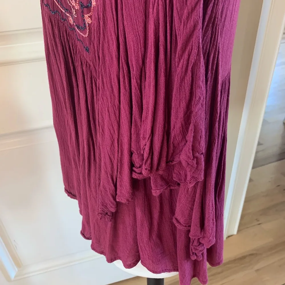 Japna Flowy Top Hippie Boho Shirt Maroon Embroidered Womens M Batwing Dohlman - Image 14