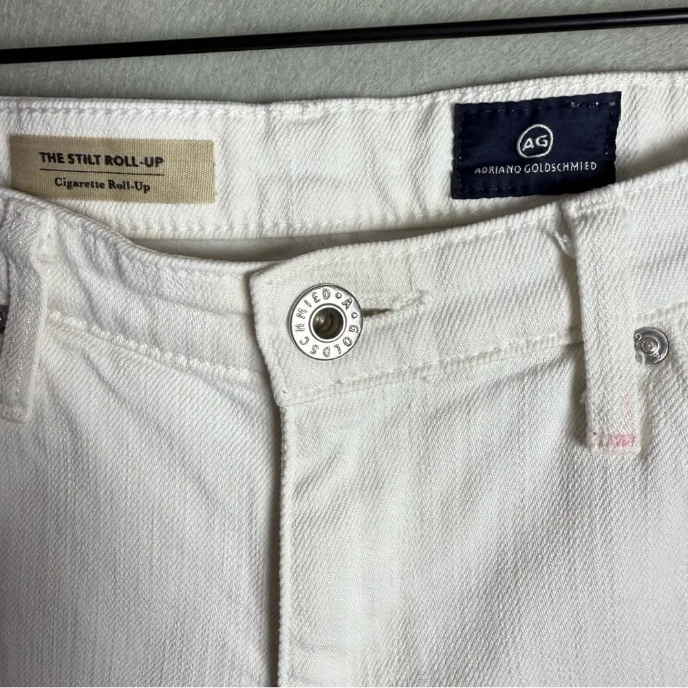 AG Adriano Goldschmied Women's White Jeans The Stilt Roll Up Cigarette Crop 28 - Image 5