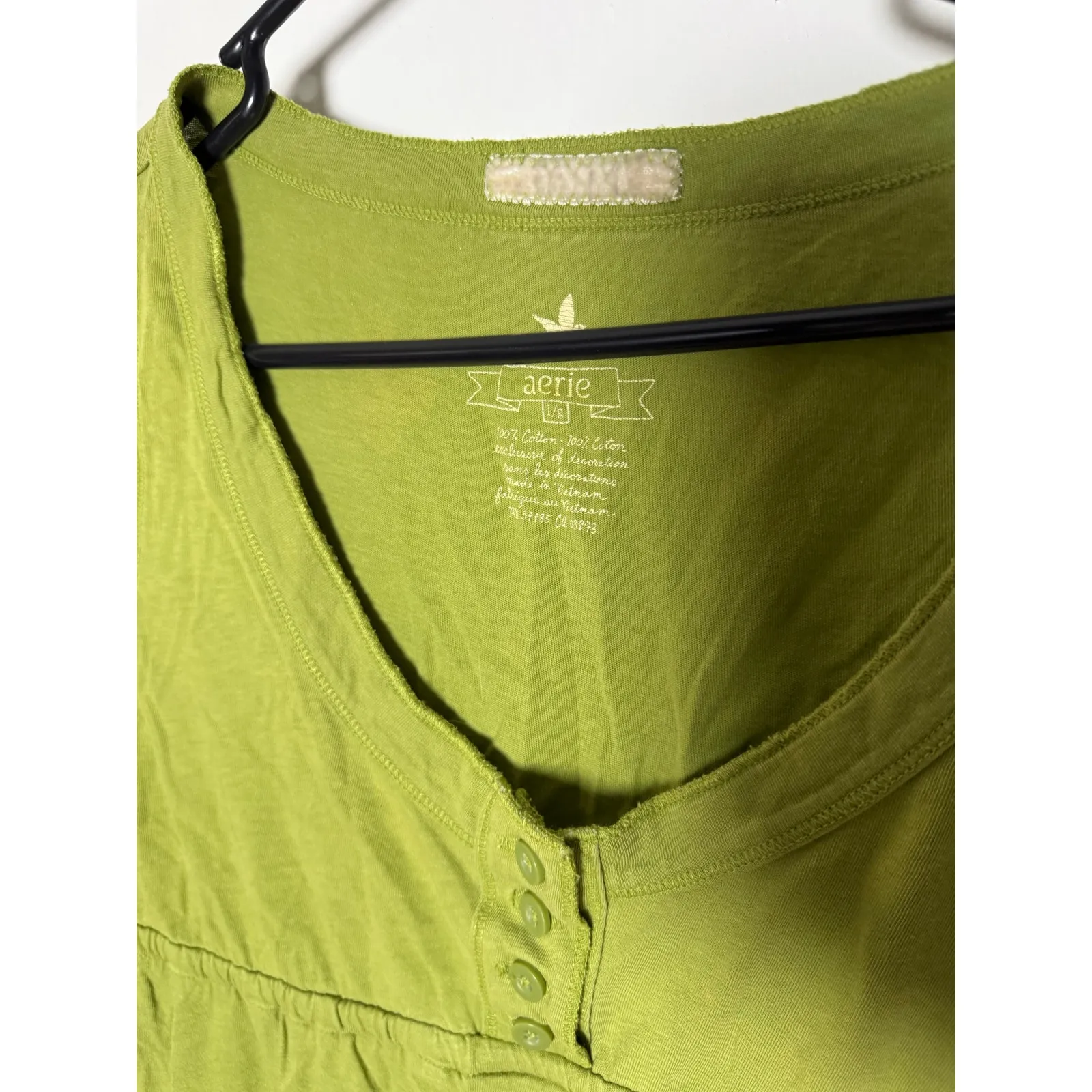 Vintage Aerie American Eagle Green Babydoll Scoop Neck Peasant Top Large - Image 4