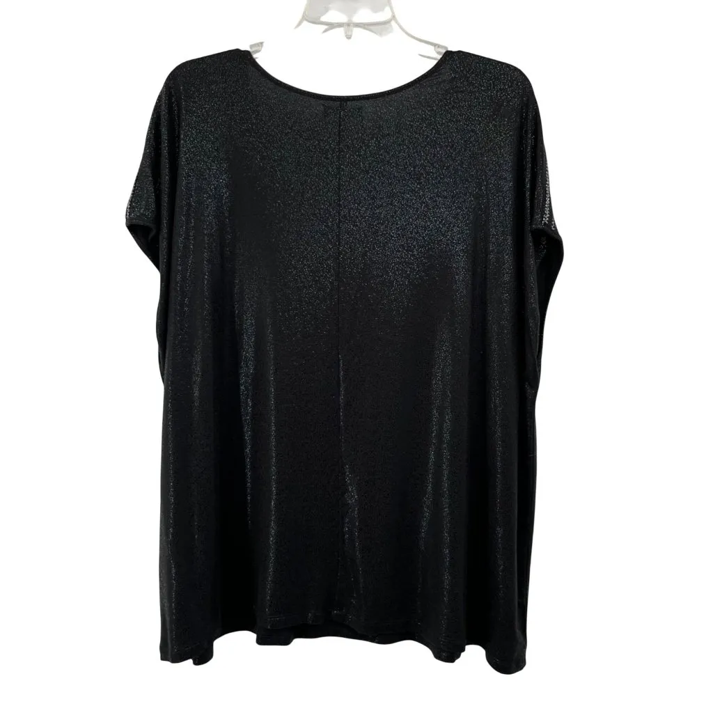 Maurices Top Women's 2X Black Sparkle Shoulders Cap Sleeve Used - Image 2