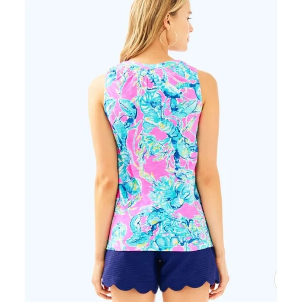 Lilly‎ Pulitzer Essie Lobsters Top in High Tide Navy Drop Size Small - Image 4