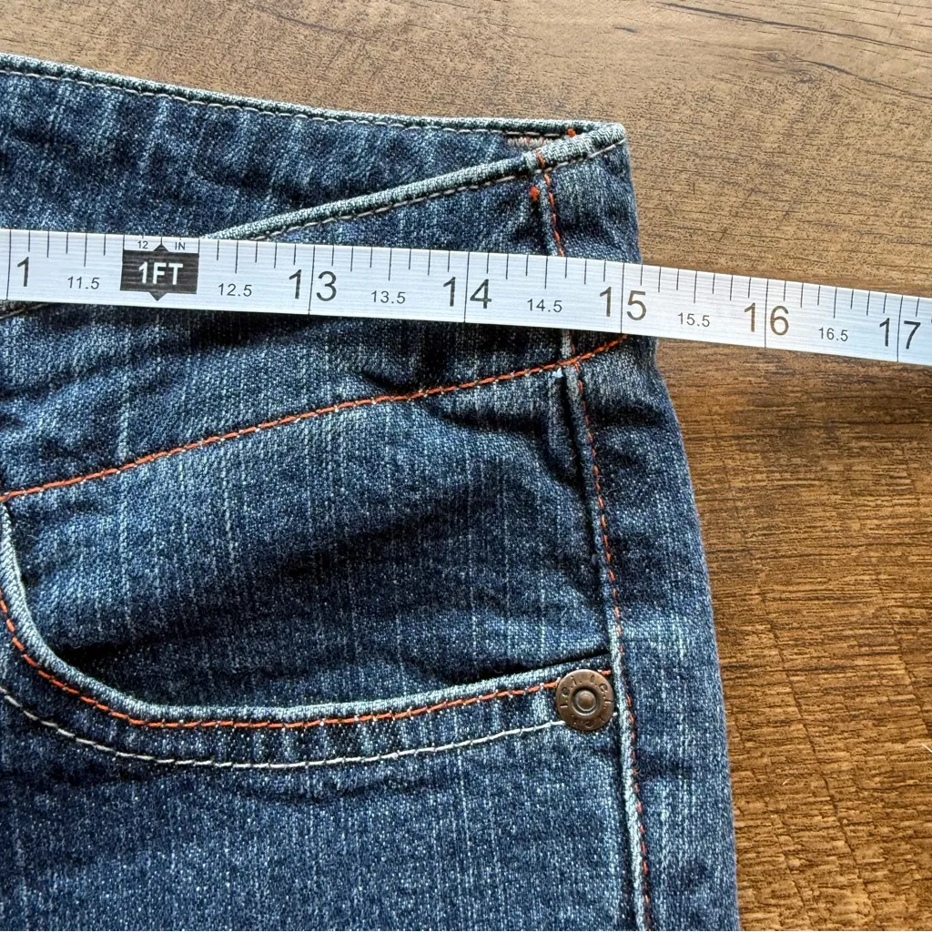 Lei Jeans Womens 9 Junior Blue Low Rise Hipster Flare Orange Stitching Denim Vtg Size undefined - Image 7