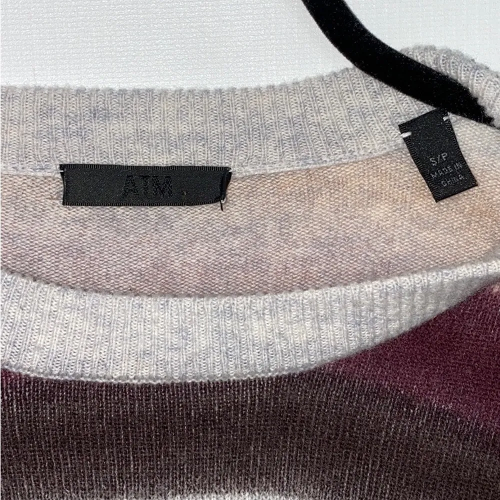 ATM Anthony Thomas Melillo Cashmere Blend Striped Sweater Small Tan - Image 3