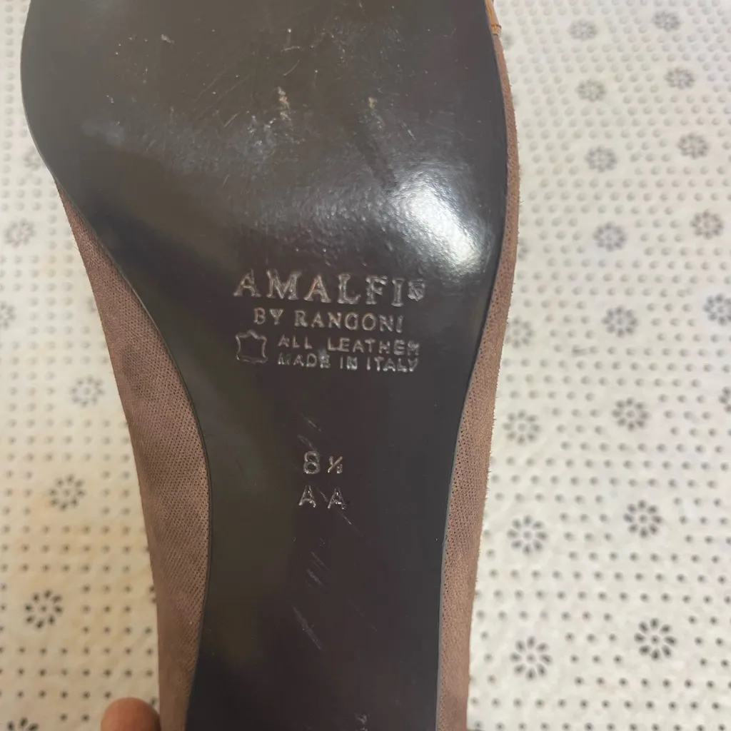 AMALFI RANGONI Luke Pump Heels Shoes Brown Chamy Patent Bow Size 8.5 - Image 5