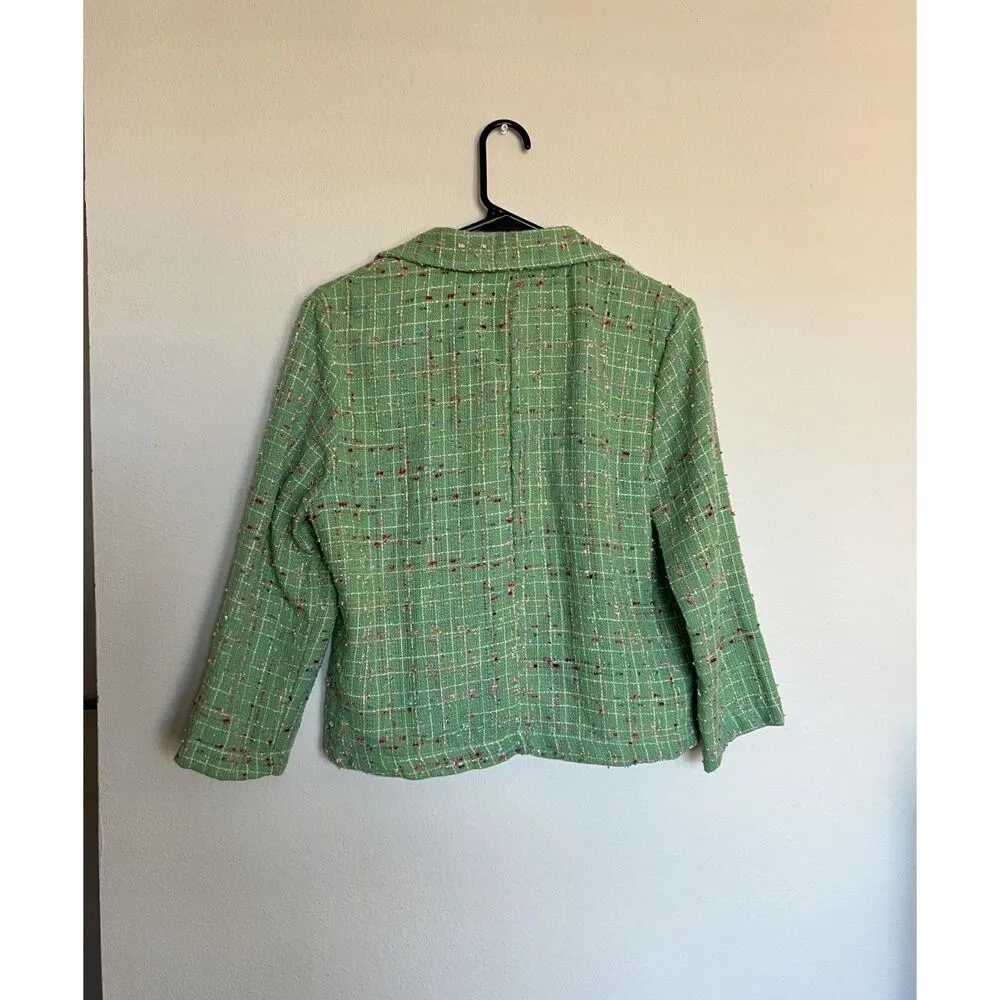Mint Green Plaid Cropped Blazer Size M - Image 5