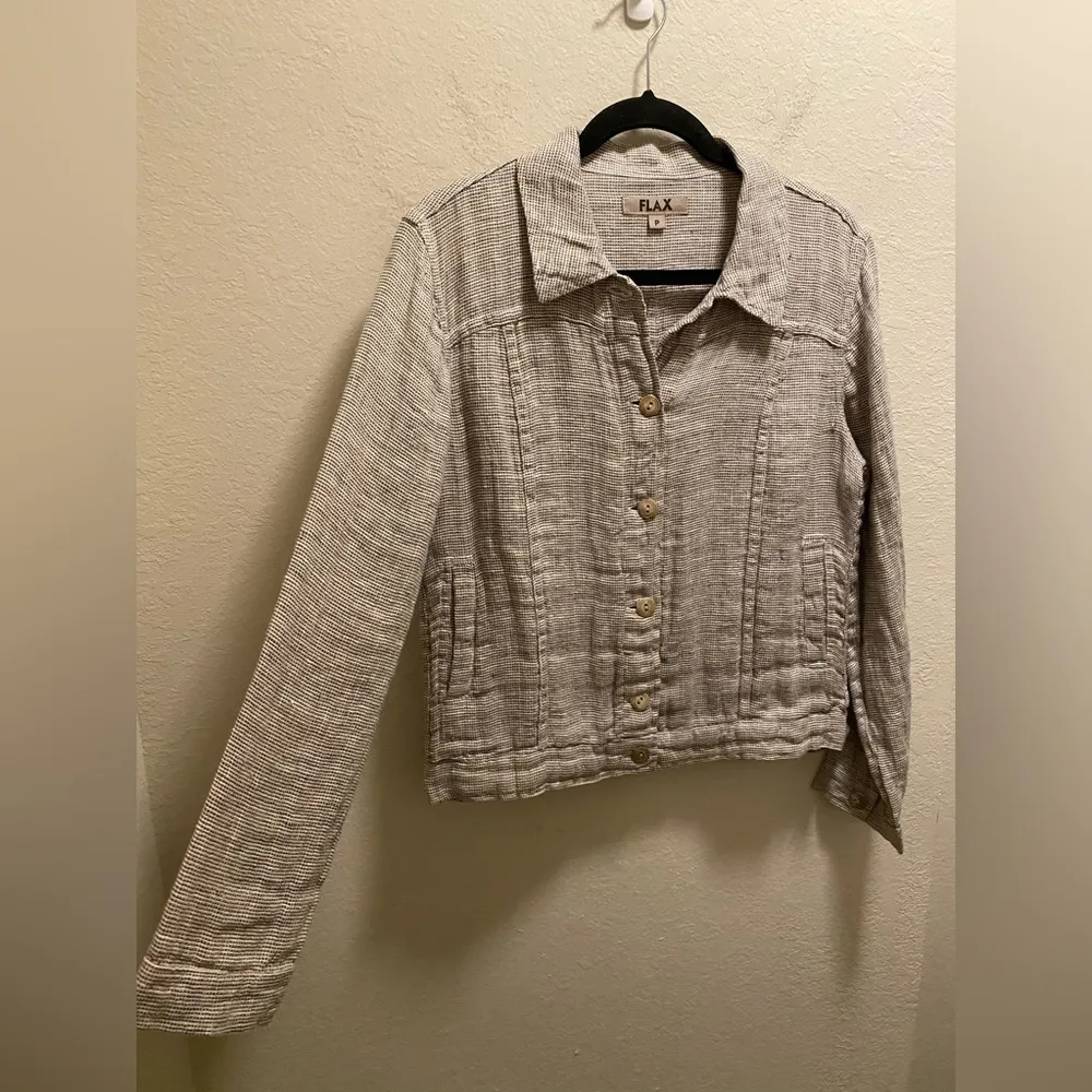 Flax  100% Linen Button Down Shacket Size P (4-6) - Image 4