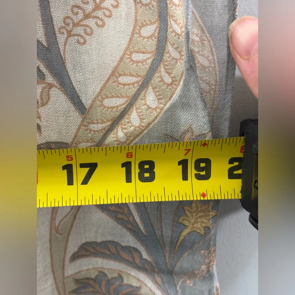 Chico’s Gray and Beige Paisley  Print Scarf with Fringe, Viscose 19”x  66” - Image 8