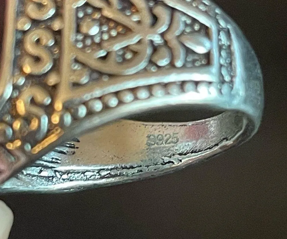 Natural black obsidian S925 silver ring size 8 - Image 7