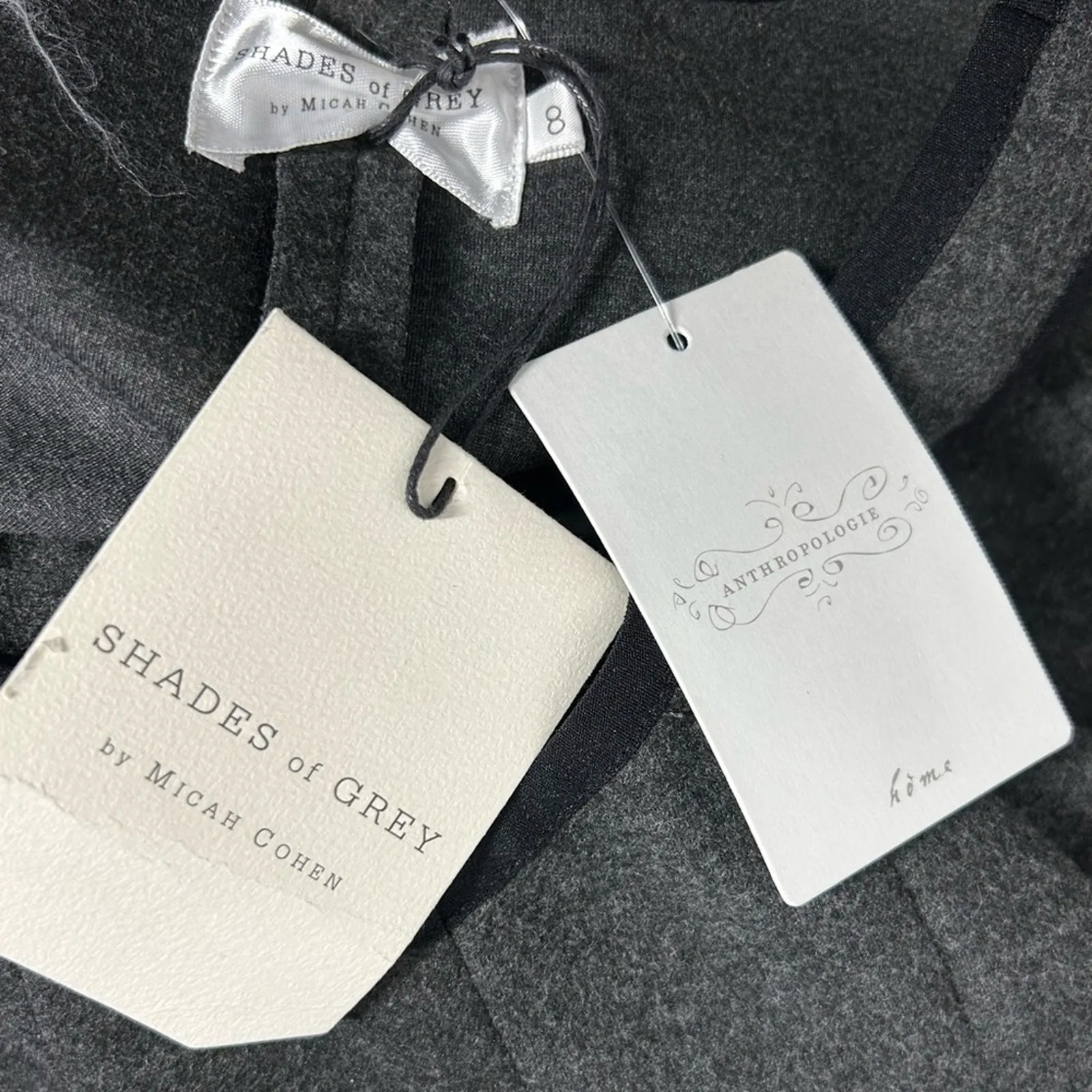 Shades of Grey Anthropologie Pleated Fit & Flare Dress Gray Black Trim 8 NWT - Image 12