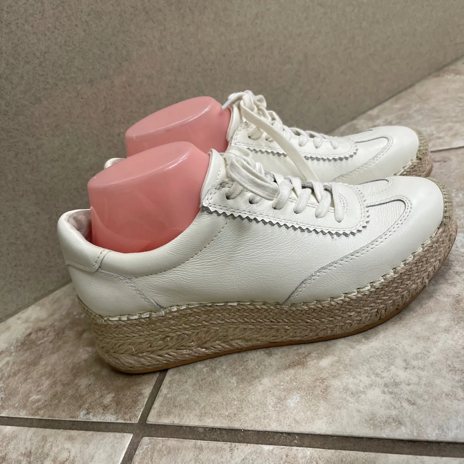 Dolce Vita Womens Notice Espadrille‎ Bead Size 7.5 EUC platform leather White - Image 3