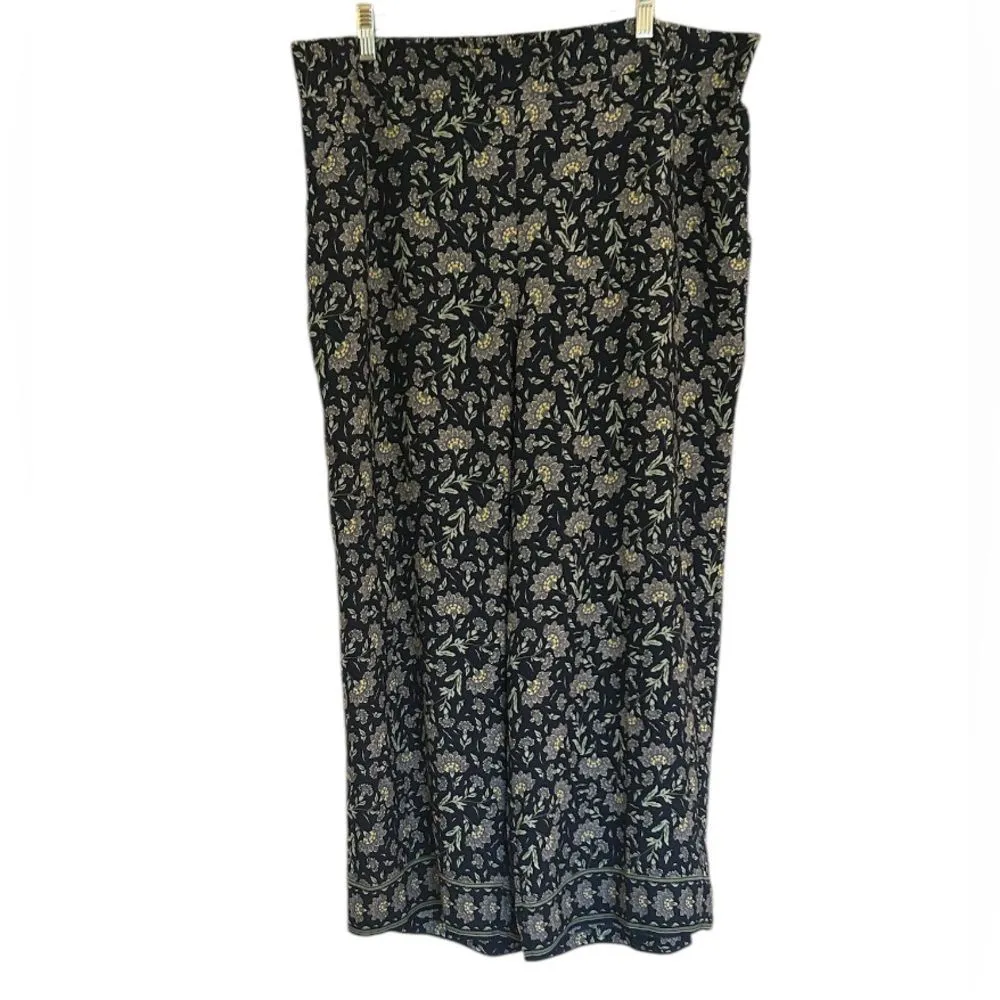 Max Studio Navy Floral Pull On Wide Leg Pants Size 2X NEW 98.00 - Image 2