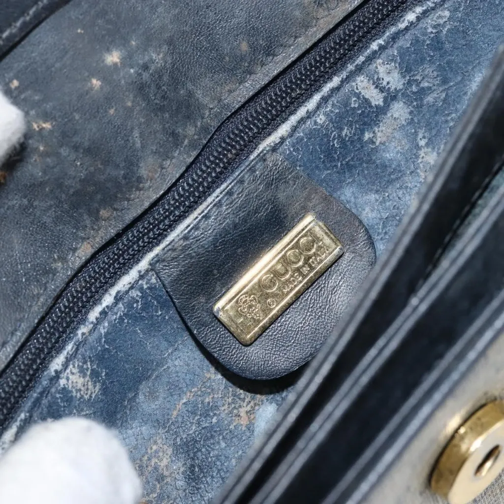 GUCCI Micro GG Supreme Shoulder Bag PVC Navy Gold 004 106 0024 Authentic - Image 4