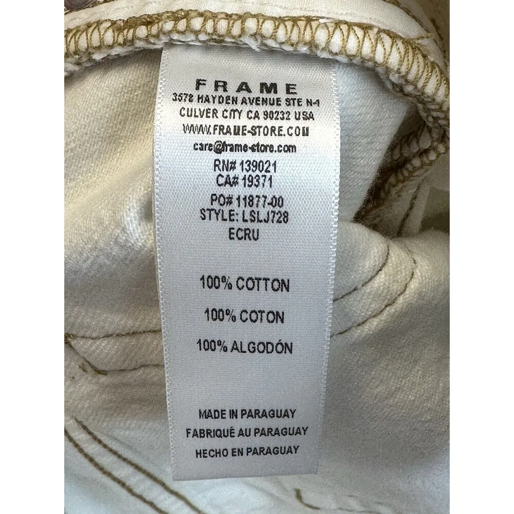 Frame Jeans Le Slouch Ivory Low-Rise Straight Leg In Ecru Size 28 NWT $248 - Image 9