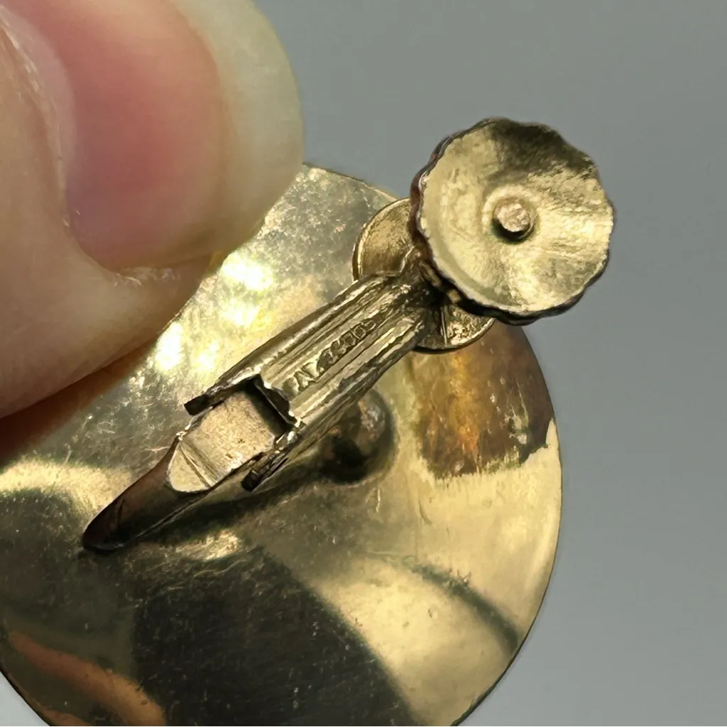 Sterling Silver Monogram Disc Screwback Earrings - Image 8