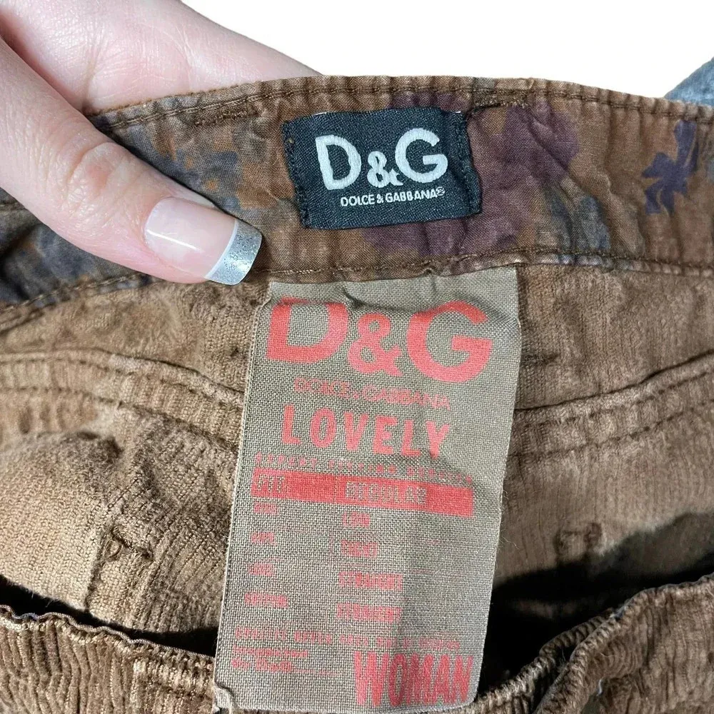 Dolce & Gabbana Lovely Corduroy Brown Straight Y2K Pants Size 40 / 26 - Image 9