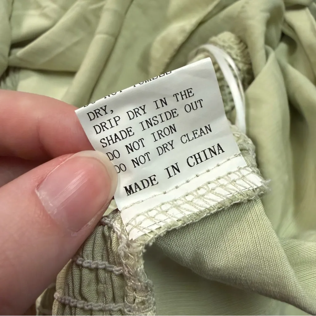 Petal & Pup Celine Top Puff Sleeve Tie Front Blouse in Green Women’s Size 10 - Image 8