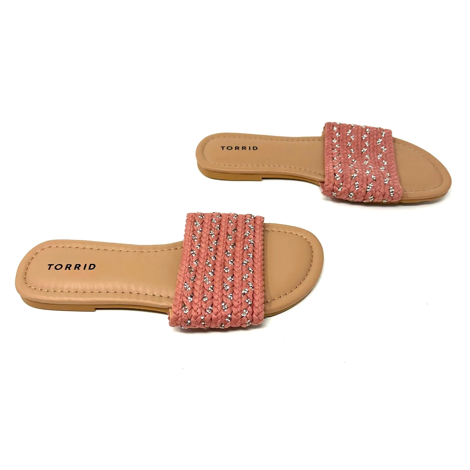 Torrid Size 10 Sandals Pink Flats Flip Flops‎ Vacation Beach Casual Summer Slide - Image 3