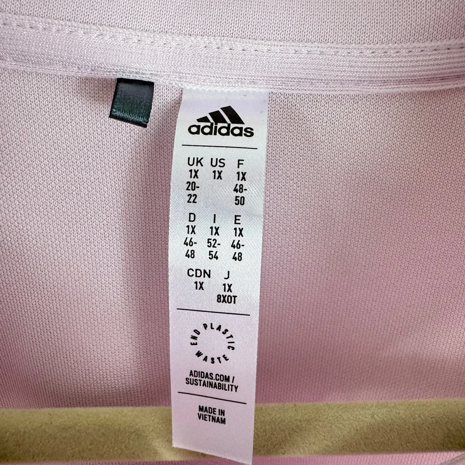 Adidas Light Pink Full Zip Lightweight Mock Neck Mesh Athletic Jacket Size 1X - Image 8