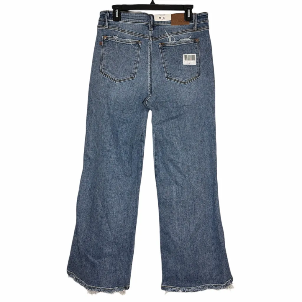 NWT Judy Blue Retro Wide Leg High Waist Raw Hem Jeans size 15 / 32 - Image 2