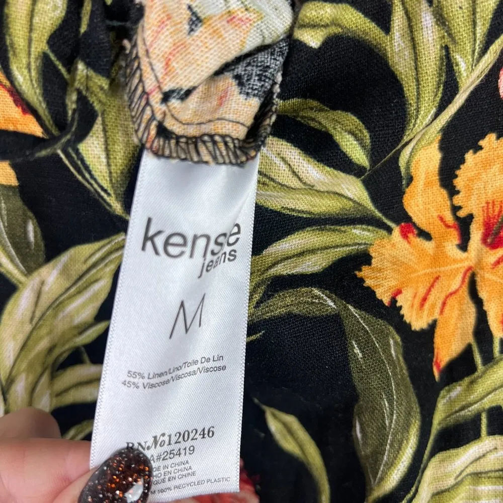 NWT Kensie Linen Blend Floral Print Tie Back V-Neck Crop Jumpsuit Size Medium M - Image 17