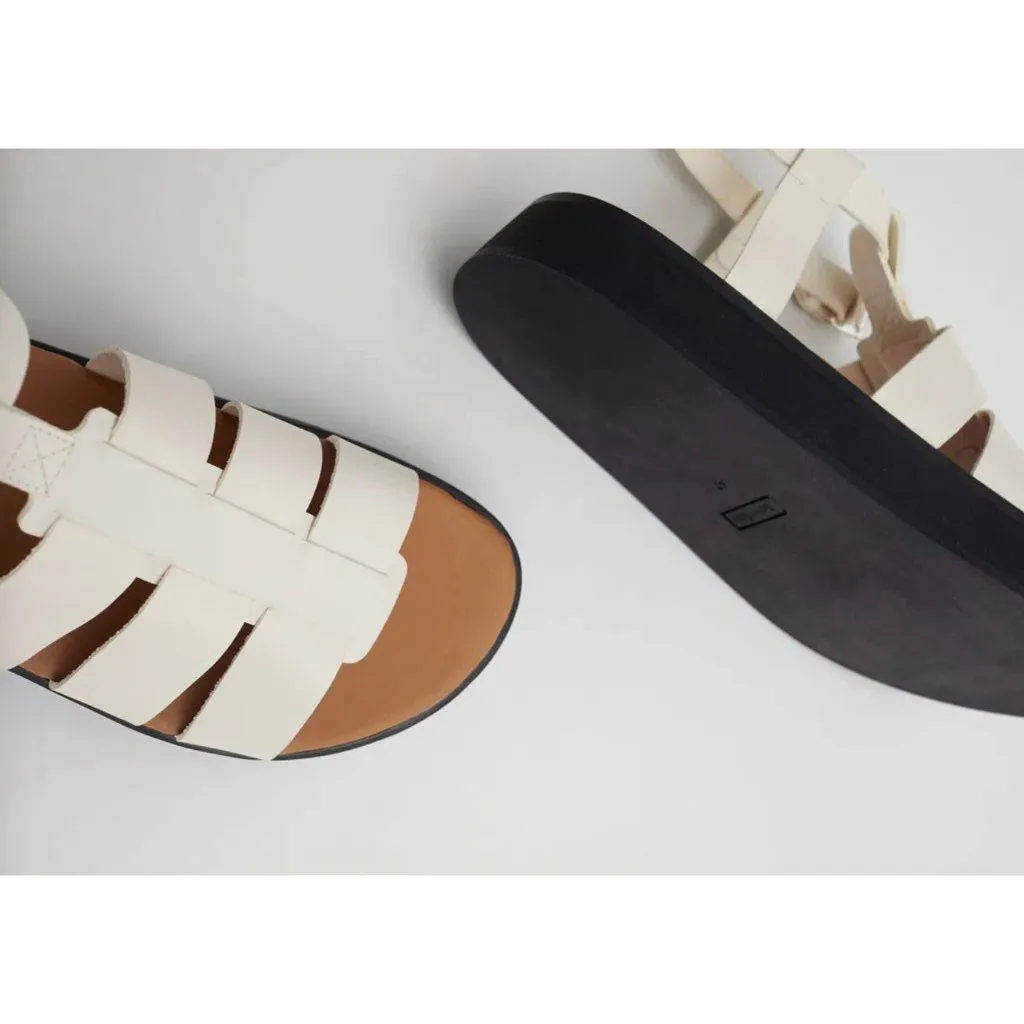 & OTHER STORIES Fisherman Leather Sandals Cream Black Womens Size 41 US 10 - Image 3