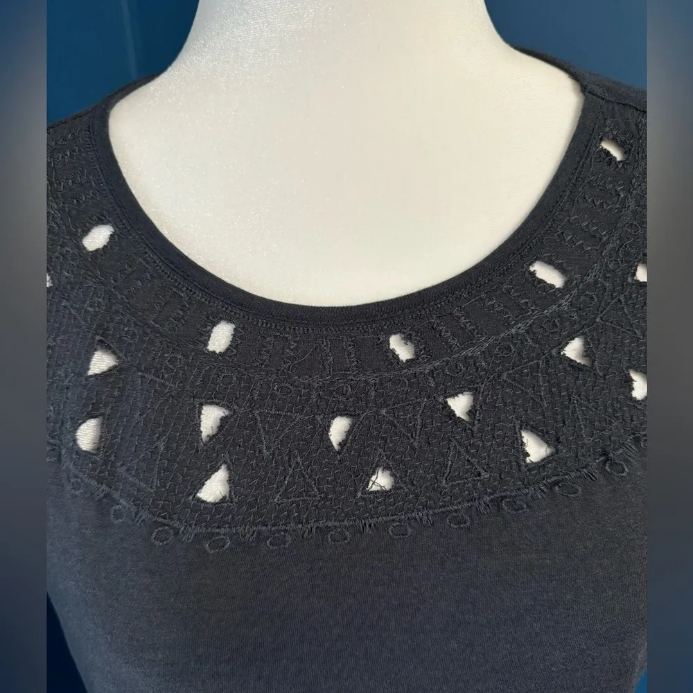 Embroidered Cut Out Top Dark Charcoal Size S - Image 2