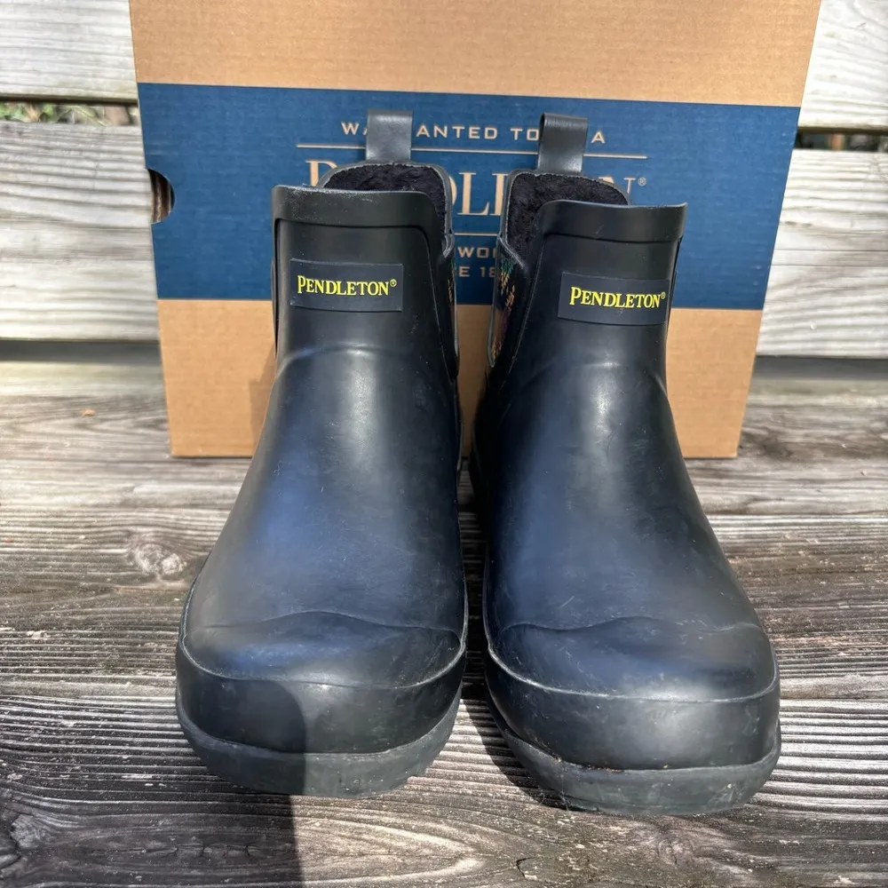 Pendleton womens Sierra Sunset lined chelsea rain boots black 6 - Image 5