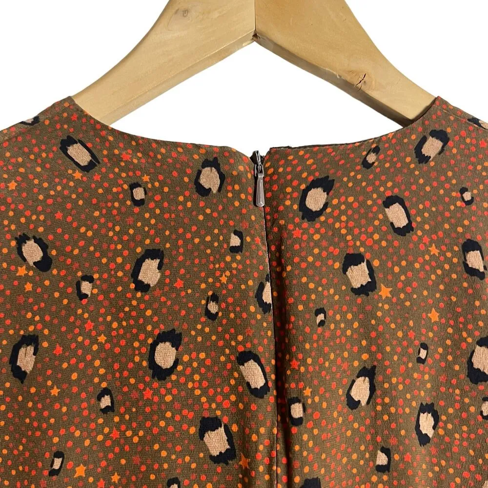 Slate + Willow Rust Brown Leopard Animal Print Silk Faux Wrap Mini Dress Size 6 - Image 11