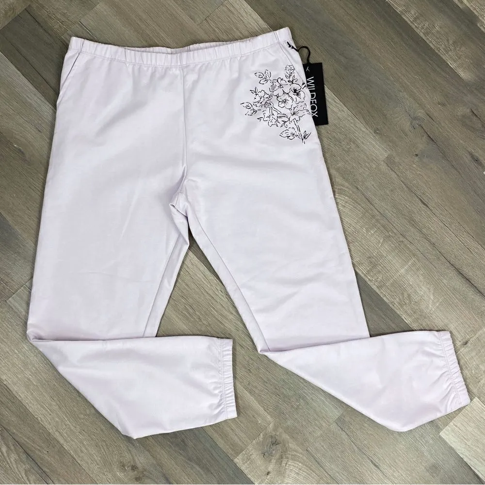 WildFox Blooms Rory Jogger Pants Lilac Purple Medium - Image 2