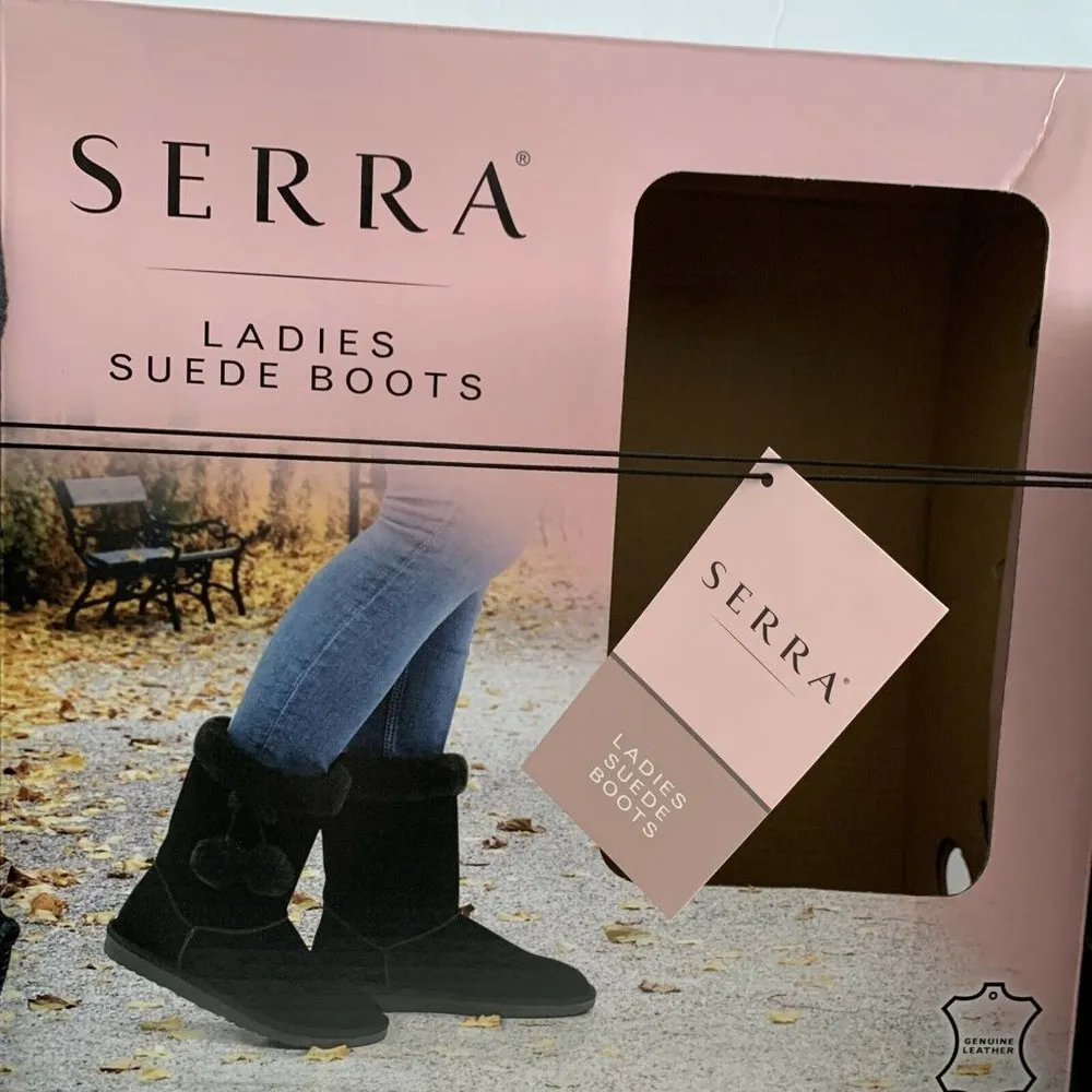 Serra boots Black 10 New NWB Suede Leather Upper Faux Fur Lining Comfortable - Image 3