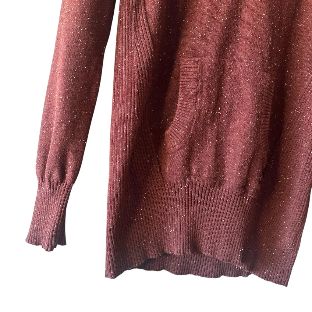 prAna Organic Cotton Brown Speckled Knit Hoodie Sweater | Small - Image 3
